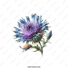 Floral Pillow, Thistle Pillow, Blue and Purple Flower Pillow, Botanical Throw Pillow, Accent Pillow, Decorative Pillow, Home Decor - Tawshia