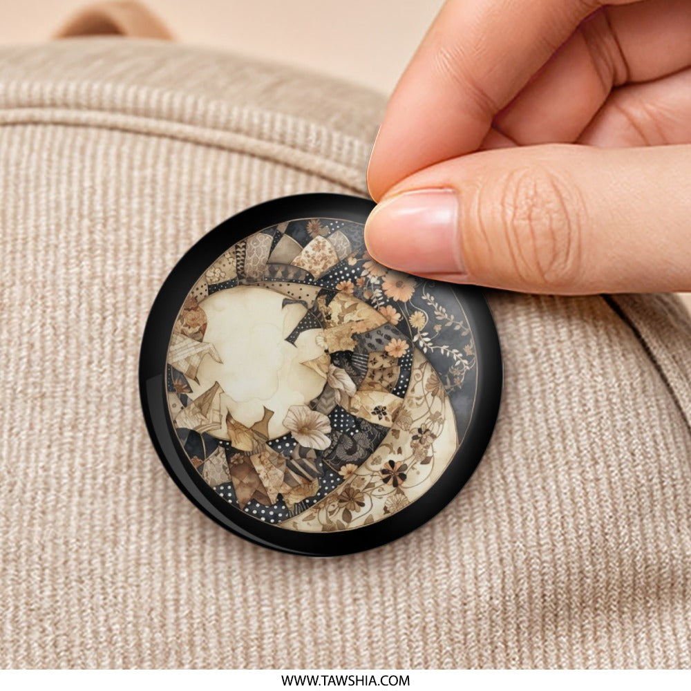 Floral Patchwork Pinback Button, Aesthetic Pin, Collage Button, Cute Flower Pin, Decorative Button, Unique Button, Trendy Pinback Button - Tawshia