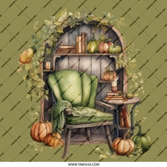 Autumn Reading Nook Pinback Button, Fall Decor Gift, Cozy Chair Badge, Pumpkin Lover Pin, Bookish Accessory, Thanksgiving Style Button - Tawshia