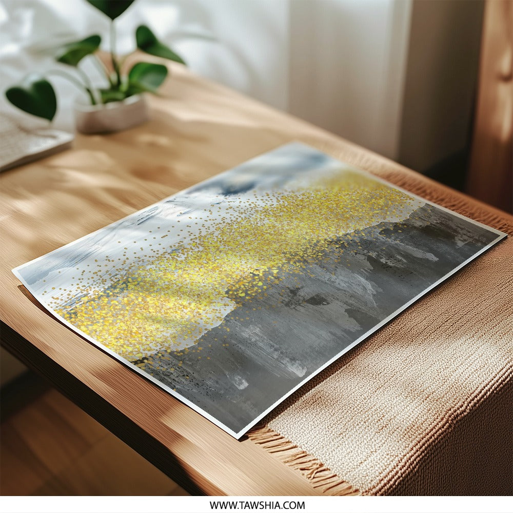 Abstract Gold Glitter Photographic Print, Modern Wall Art, Minimalist Decor, Home Art, Office Decor, Unique Wall Hanging - Tawshia