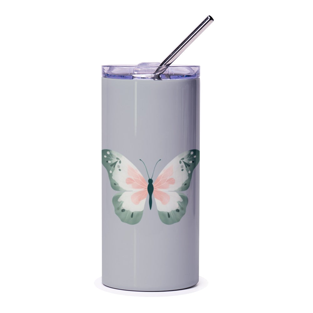 Butterfly Tumbler, Floral Tumbler, Nature Tumbler, Gift Idea, Cute Tumbler, Trending Now, Perfect Gift, Birthday Gift, Pastel Tumbler - Tawshia
