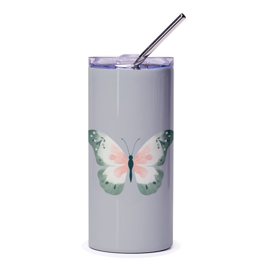 Butterfly Tumbler, Floral Tumbler, Nature Tumbler, Gift Idea, Cute Tumbler, Trending Now, Perfect Gift, Birthday Gift, Pastel Tumbler - Tawshia