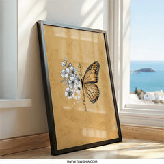Butterfly Framed Wall Art, Inspirational Quote Print, Floral Wall Decor, Monarch Butterfly Art, Nature Inspired Artwork, Home Decor - Tawshia