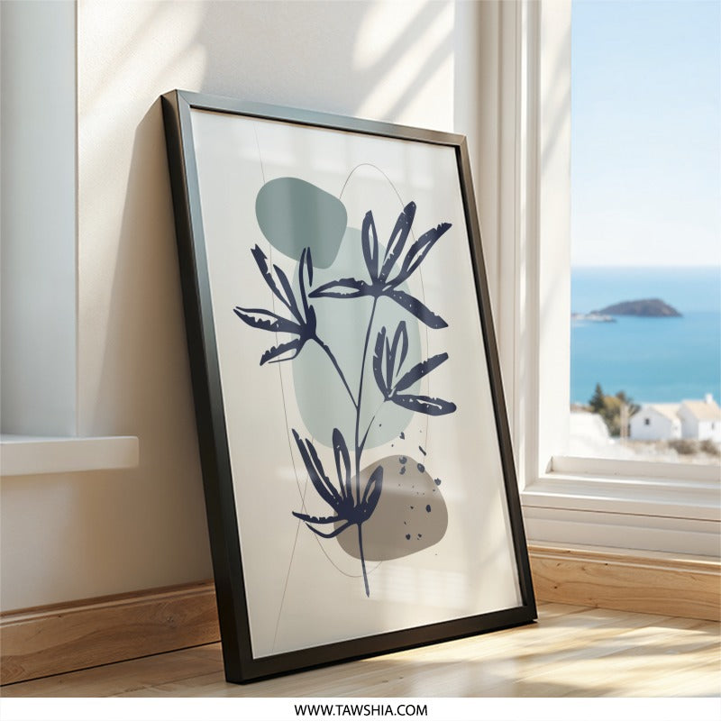 Botanical Wall Art, Abstract Plant Print, Minimalist Decor, Modern Art, Home Decor, Housewarming Gift, Wall Decor, Framed Art - Tawshia