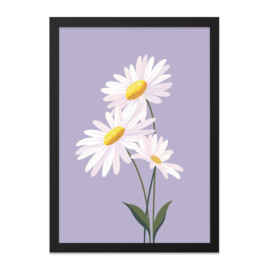 Daisy Flower Wall Art, Floral Print, Botanical Home Decor, Purple Wall Decor, Modern Art Print, Flower Art Print, Spring Wall Decor - Tawshia