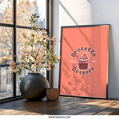 Cute Dessert Wall Art, Cupcake Art Print, Kawaii Food Decor, Broceete Dessert Wall Decor, Kitchen Wall Art, Home Decor - Tawshia