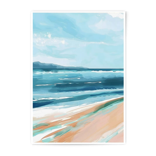 Ocean Beach Photographic Print, Coastal Scenery Art, Beach Wall Decor, Seascape Painting Style, Ocean Wave Art, Beach House Print - Tawshia
