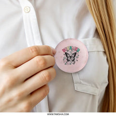 Dreamer Butterfly Pinback Button, Floral Dreamer Badge, Pink Aesthetic Button, Cute Butterfly Accessory, Positive Pin, Dreamer Gift - Tawshia