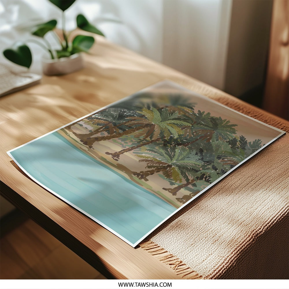 Tropical Palm Tree Photographic Print, Beach Landscape Art, Summer Vibe Photo, Coastal Decor, Exotic Vacation Theme, Wall Art Decor - Tawshia