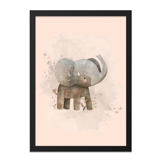 Cute Elephant Framed Wall Art, Nursery Decor, Watercolor Art Print, Baby Room Art, Animal Art, Childrens Room Decor, Kids Wall Art - Tawshia
