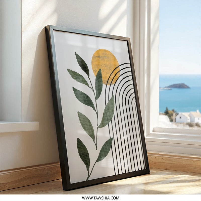 Abstract Botanical Wall Art, Boho Art Print, Minimalist Wall Decor, Arch and Sun Wall Art, Modern Art, Nature Inspired Art - Tawshia