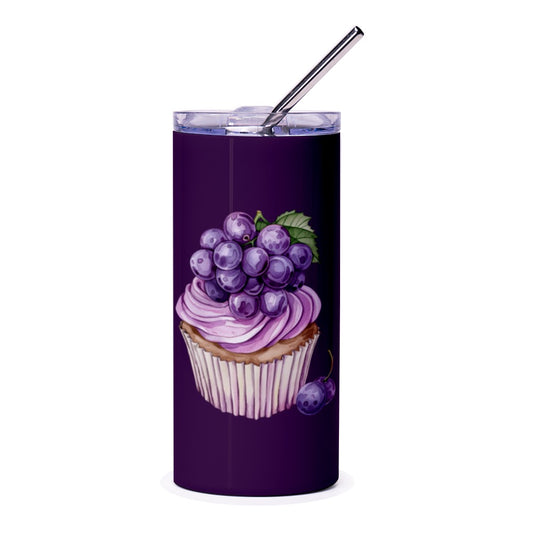 Grape Cupcake Tumbler, Fruit Tumbler, Purple Tumbler, Dessert Tumbler, Novelty Tumbler, Gift Idea Tumbler, Travel Mug - Tawshia