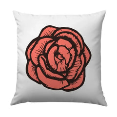 Coral Rose Pillow, Floral Home Decor, Modern Throw Pillow, Flower Accent Pillow, Decorative Cushion, Botanical Design Pillow - Tawshia