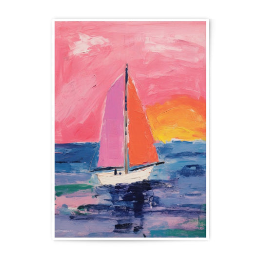 Sailboat Sunset Photographic Print, Colorful Ocean Art, Abstract Boat Decor, Nautical Theme, Coastal Wall Art, Home Decor - Tawshia