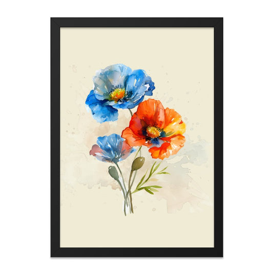 Watercolor Poppies Framed Wall Art, Floral Wall Decor, Botanical Art Print, Home Decor, Flower Painting, Colorful Wall Art - Tawshia
