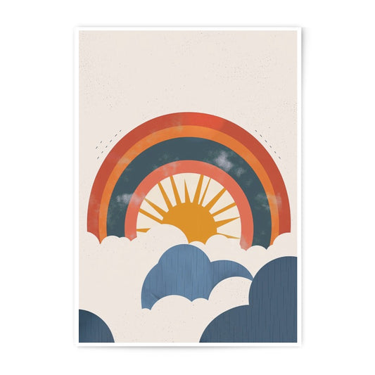 Rainbow Sun Photographic Print, Abstract Cloud Art, Boho Wall Decor, Kids Room Art, Modern Art Print, Colorful Home Decor - Tawshia