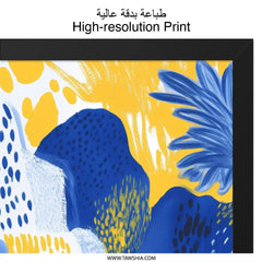 Abstract Landscape Wall Art, Blue Yellow Print, Modern Home Decor, Nature Inspired Artwork, Unique Wall Decor - Tawshia