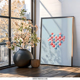 Heart Wall Art, Love Wall Decor, Geometric Heart Print, Valentine's Day Gift, Modern Art Print, Trendy Wall Art - Tawshia