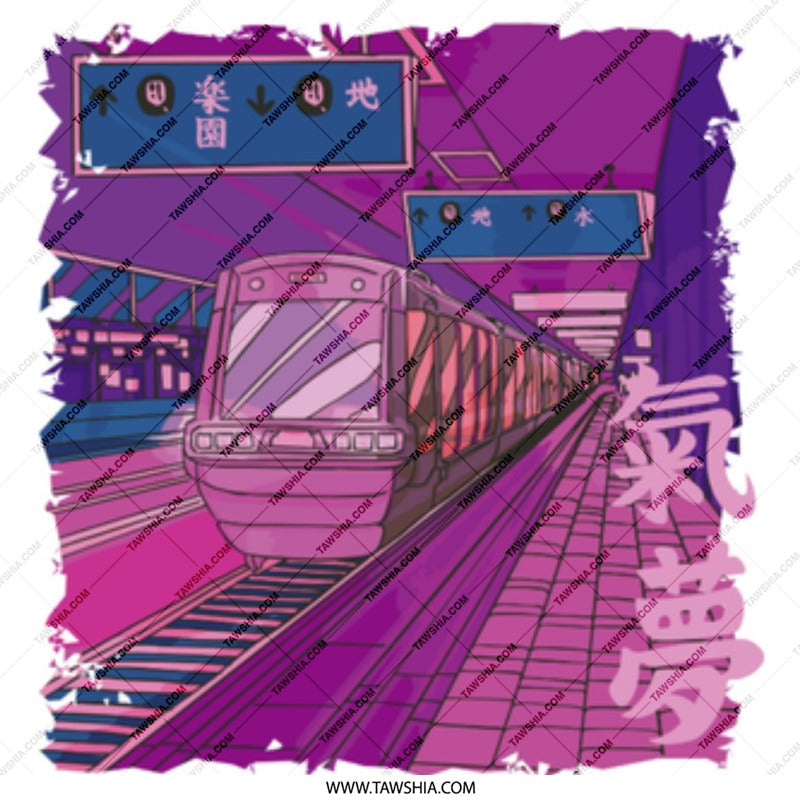 Vibrant Urban Train Station Art Print product