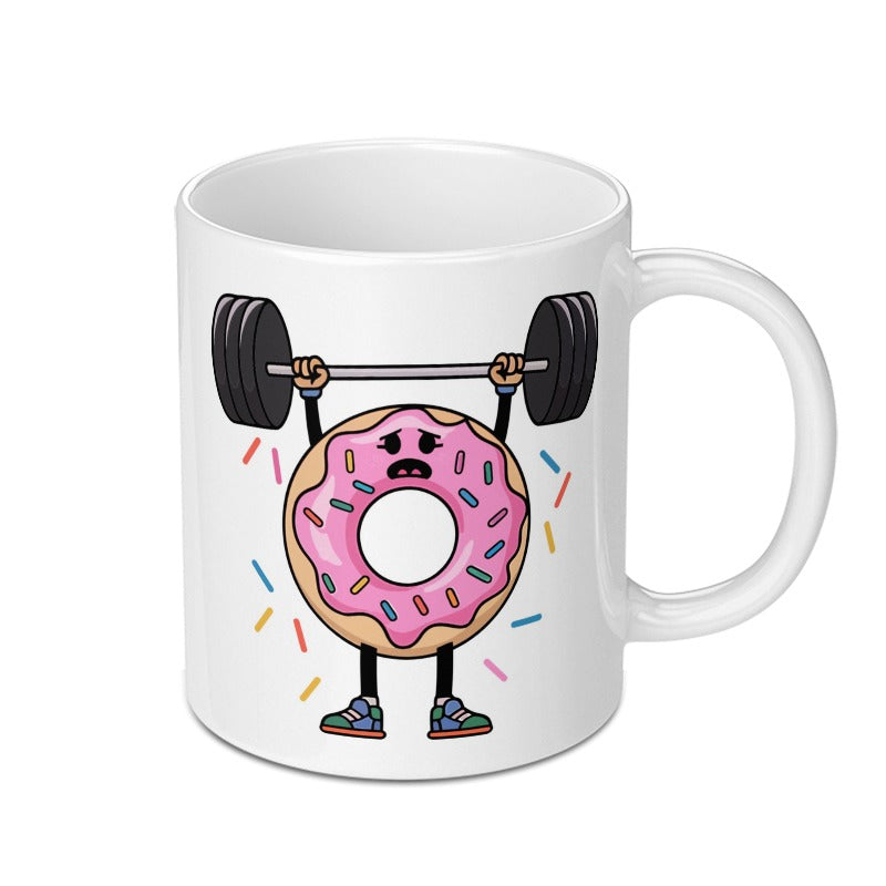 Funny Donut Mug, Gym Lover Gift, Cute Weightlifting Coffee Mug, Workout Humor Mug, Fitness Fanatic Present, Strong Donut Gift - Tawshia