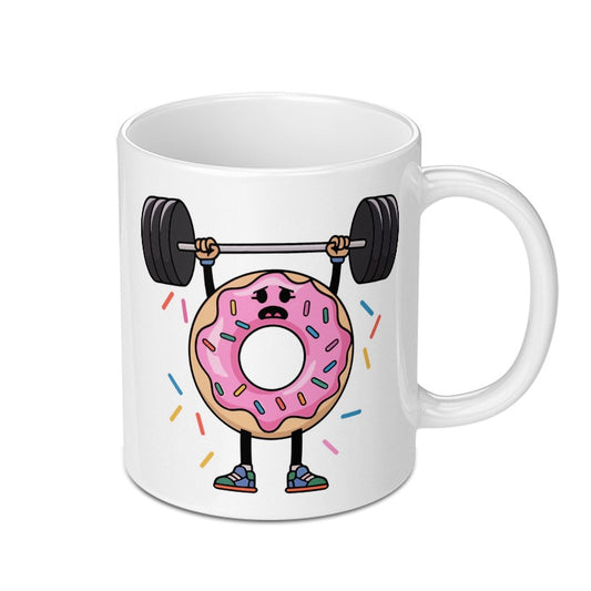 Funny Donut Mug, Gym Lover Gift, Cute Weightlifting Coffee Mug, Workout Humor Mug, Fitness Fanatic Present, Strong Donut Gift - Tawshia