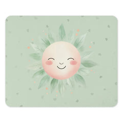 Smiling Sun Mouse Pad, Cute Desk Decor, Aesthetic Office Accessories, Happy Face Computer Mat, Floral Leaves, Positive Vibes, Gamer Mousepad - Tawshia