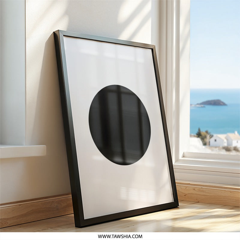 Minimalist Circle Wall Art, Black and White Print, Modern Art Poster, Geometric Wall Decor, Simple Art Print, Home Decor Artwork - Tawshia