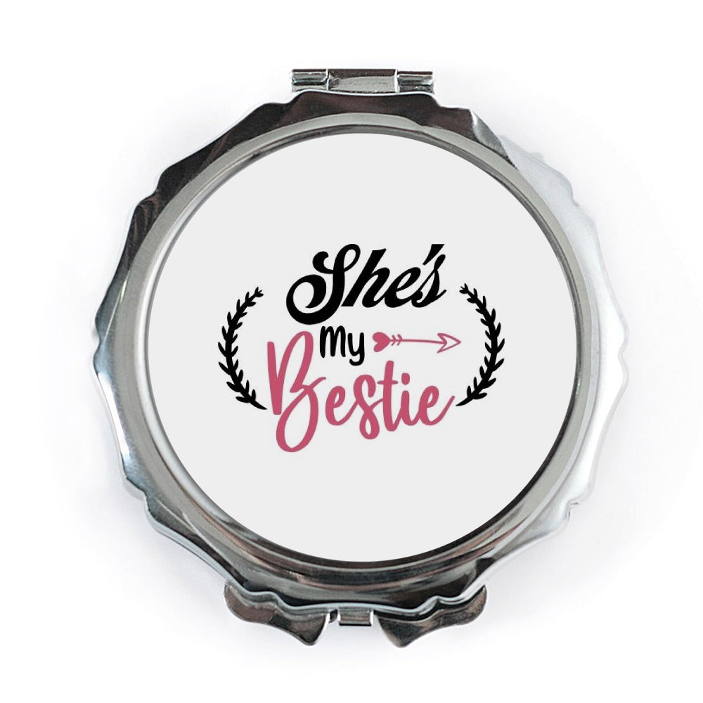 She's My Bestie Pocket Mirror, Friend Gift, Cute Compact Mirror, Best Friend, Gift for Her, Bridesmaid Gift, Pocket Mirror - Tawshia