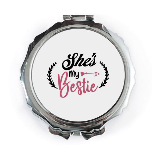 She's My Bestie Pocket Mirror, Friend Gift, Cute Compact Mirror, Best Friend, Gift for Her, Bridesmaid Gift, Pocket Mirror - Tawshia