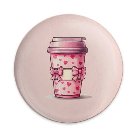 Pink Coffee Pinback, Kawaii Coffee Lover Gift, Heart Pinback, Cute Coffee Bows Pin, Gift for Her, Pink Aesthetic Pin, Popular Etsy Listing - Tawshia