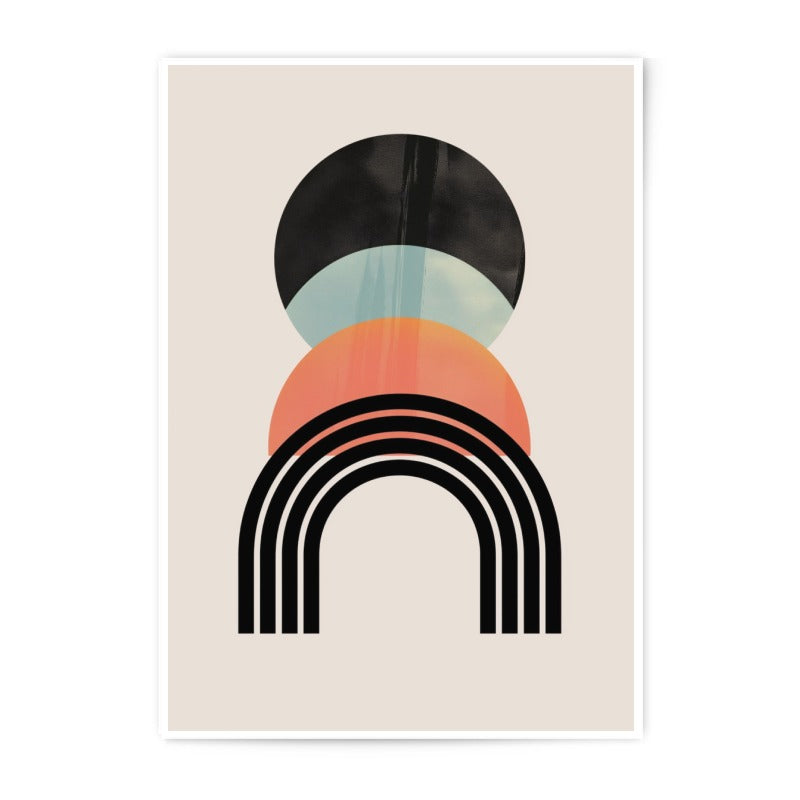Abstract Shapes Photographic Print, Modern Art Print, Geometric Wall Decor, Circle Rainbow Art, Minimalist Home Decor, Unique Wall Art - Tawshia