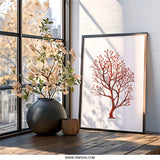 Red Berries Tree Wall Art, Botanical Print, Nature Inspired Decor, Autumnal Artwork, Minimalist Design, Home Decor, Unique Gift Idea - Tawshia