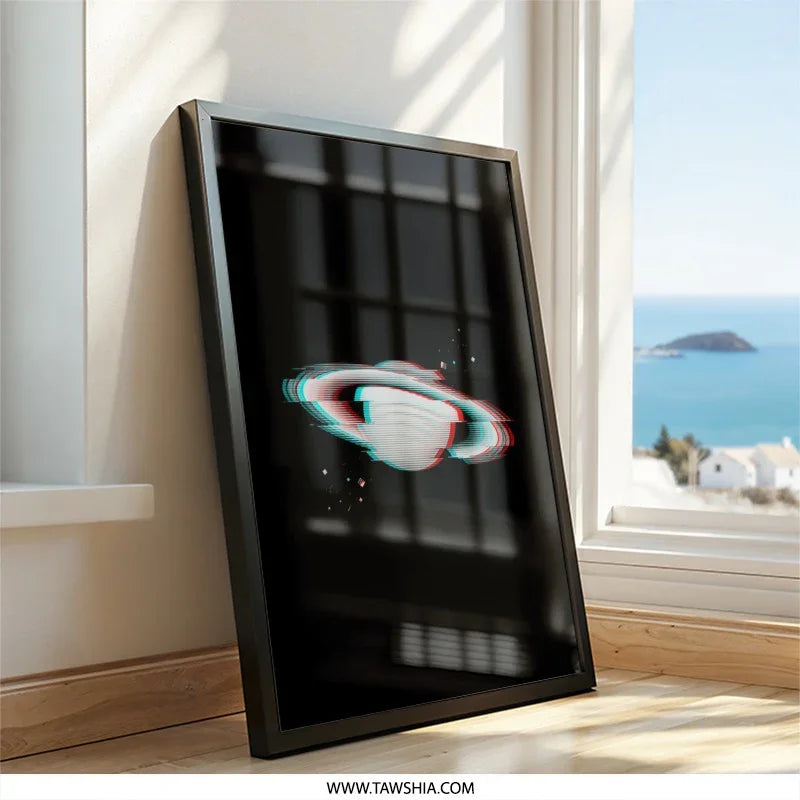 Glitch Saturn Wall Art, Celestial Print, Unique Space Art, Modern Wall Decor, Minimalist Home Decor, Astronomy Gift, Saturn Lover Gift - Tawshia
