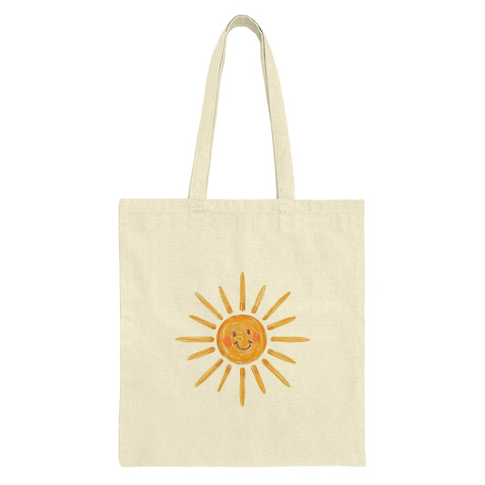 Smiling Sun Tote Bag, Happy Face Graphic Bag, Sunny Day Gift Bag, Cute Sunshine Bag, Yellow Sun Shoulder Bag, Everyday Carry Bag - Tawshia