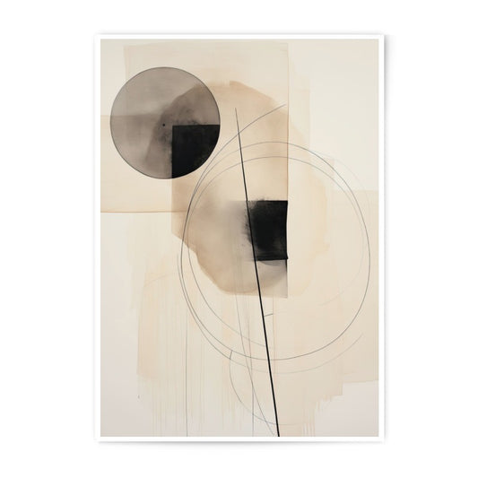 Abstract Art Photographic Print, Geometric Shapes Wall Decor, Modern Beige Home Art, Minimalist Print Artwork, Circle Square Poster - Tawshia