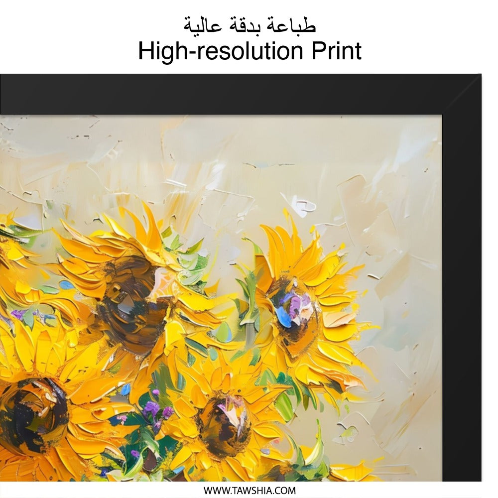 Sunflower Wall Art, Floral Still Life Painting, Vibrant Yellow Flower Bouquet, Home Decor Wall Art, Summer Blooms, Gift for Her, Framed Art - Tawshia