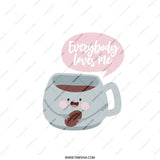 Cute Coffee Pillow, Everybody Loves Me, Kawaii Pillow, Coffee Bean Pillow, Adorable Home Decor, Decorative Pillows, Funny Pillows - Tawshia