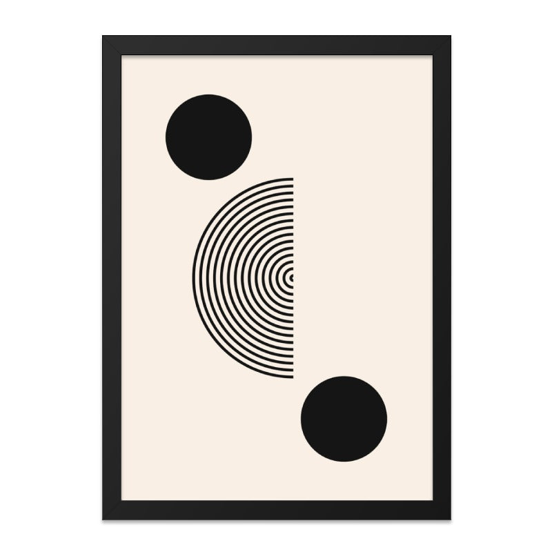 Minimalist Geometric Wall Art, Circle Line Art Print, Abstract Wall Decor, Modern Art Poster, Simple Home Decor, Black and Beige Art - Tawshia