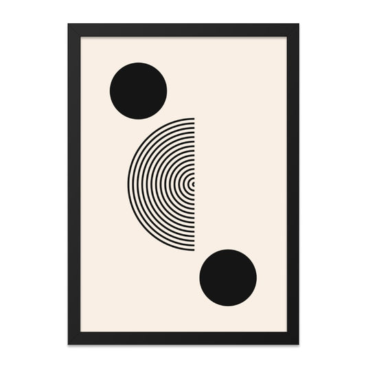 Minimalist Geometric Wall Art, Circle Line Art Print, Abstract Wall Decor, Modern Art Poster, Simple Home Decor, Black and Beige Art - Tawshia