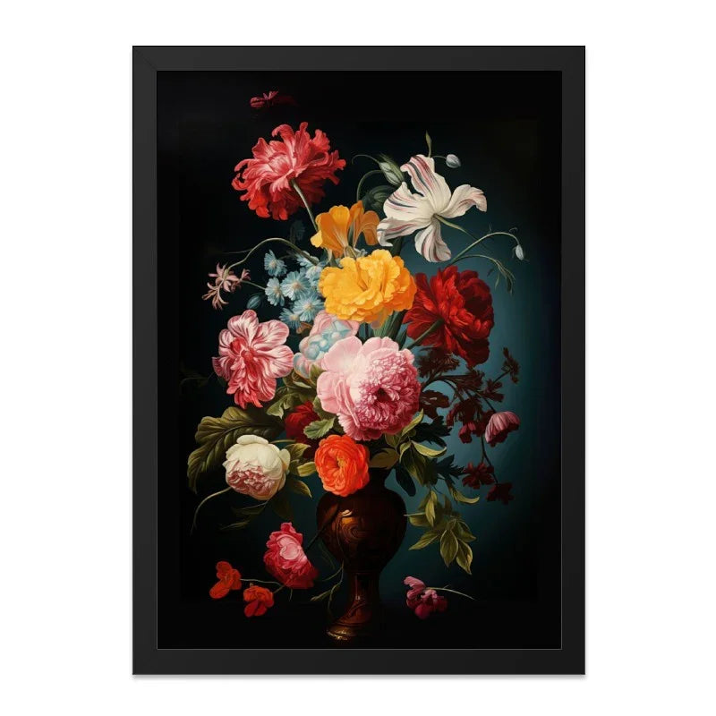 Floral Wall Art, Flower Bouquet Print, Still Life Art, Elegant Home Decor, Classic Painting, Botanical Art, Vase Arrangement Art - Tawshia