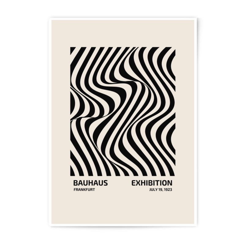Bauhaus Exhibition Photographic Print, Black and White Wave Art, Retro Wall Decor, Abstract Art Print, Home Decor, 1923 Design - Tawshia