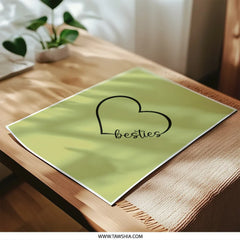 Besties Heart Photographic Prints, Friend Gift, Friendship Wall Decor, Minimalist Prints, Best Friend Art, Besties Prints, Heart Art - Tawshia