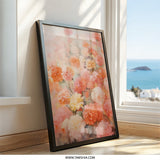 Floral Wall Art, Orange Pink Flowers Print, Botanical Art Print, Flower Painting Wall Decor, Home Decor Wall Art, Living Room Wall Decor - Tawshia