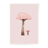 Pink Mushroom Photographic Prints, Watercolor Art Print, Cute Mushroom Decor, Botanical Wall Art, Fantasy Prints, Pastel Pink Art - Tawshia
