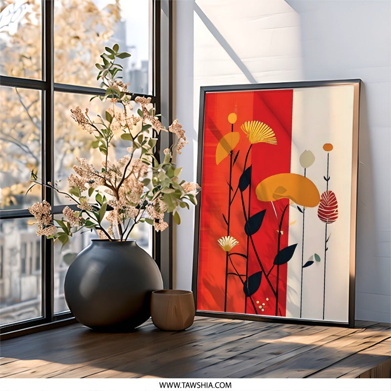Modern Floral Wall Art, Abstract Botanical Print, Contemporary Flower Design, Stylish Home Decor, Trendy Art Print, Unique Wall Decor - Tawshia