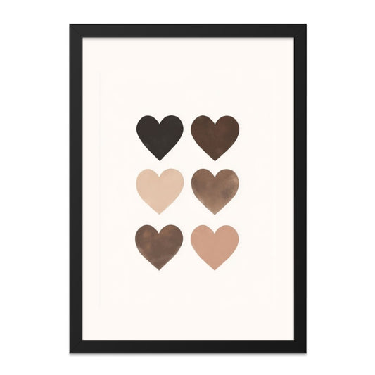 Skin Tone Hearts Wall Art, Diversity Art Print, Love and Unity Home Decor, Minimalist Heart Design, Neutral Tone Wall Decor - Tawshia