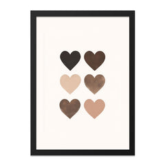 Skin Tone Hearts Wall Art, Diversity Art Print, Love and Unity Home Decor, Minimalist Heart Design, Neutral Tone Wall Decor - Tawshia