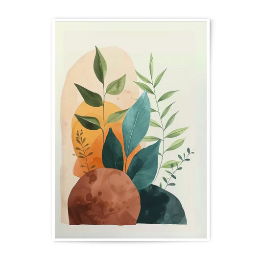 Abstract Botanical Photographic Print, Watercolor Leaves Wall Art, Modern Home Decor, Nature Inspired Artwork, Minimalist Art Print - Tawshia