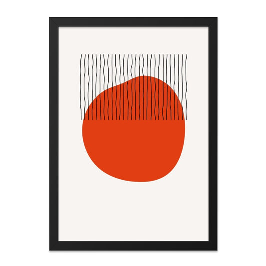 Modern Geometric Wall Art, Abstract Orange Circle Print, Minimalist Line Art, Contemporary Home Decor, Living Room Wall Decor - Tawshia