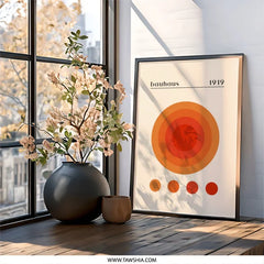 Bauhaus Wall Art, 1919 Print, Minimalist Poster, Mid Century Modern Art, Geometric Wall Decor, Orange Circle Wall Art - Tawshia